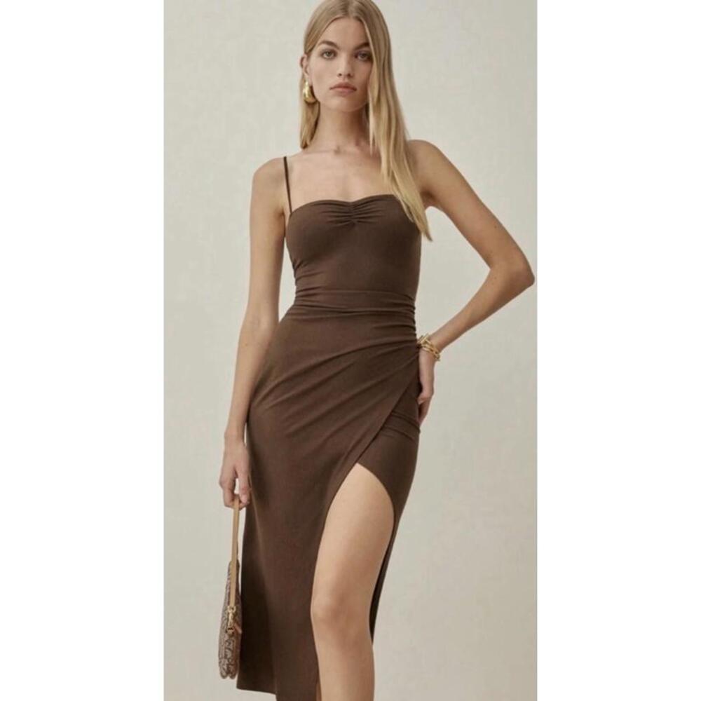 (SOLD) REFORMATION Formosa Dress in Cafe Brown (SMALL) (Orig. $148)